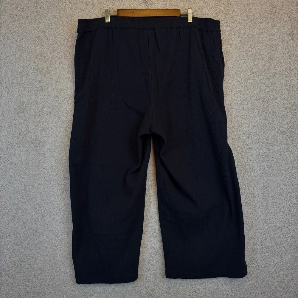 NWOT NorthStyle Black Cotton Wide-Leg Pants with Button Accents 2X - Picture 3 of 8